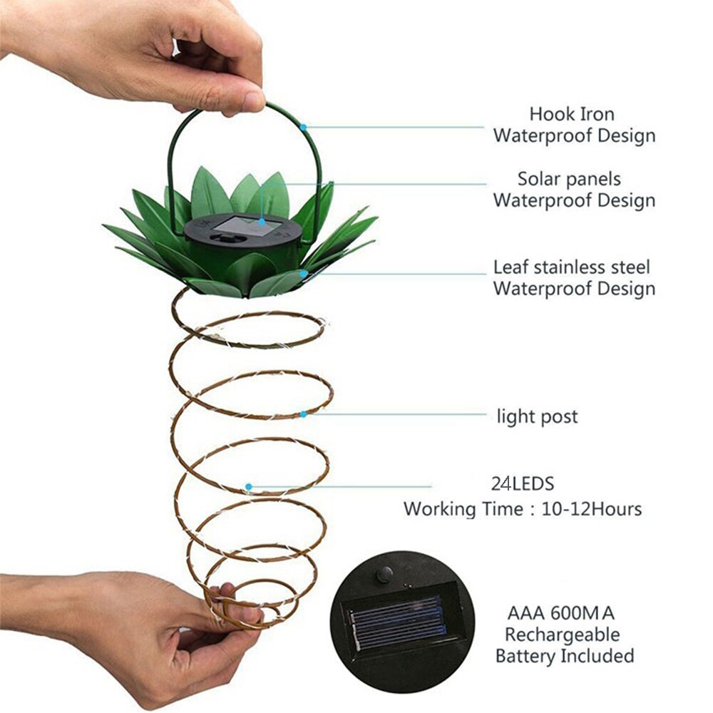 Solar Iron Pineapple LED Landscape Light (Waterproof)
